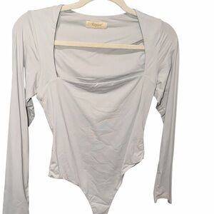 Cecico Light Gray Long Sleeve Bodysuit